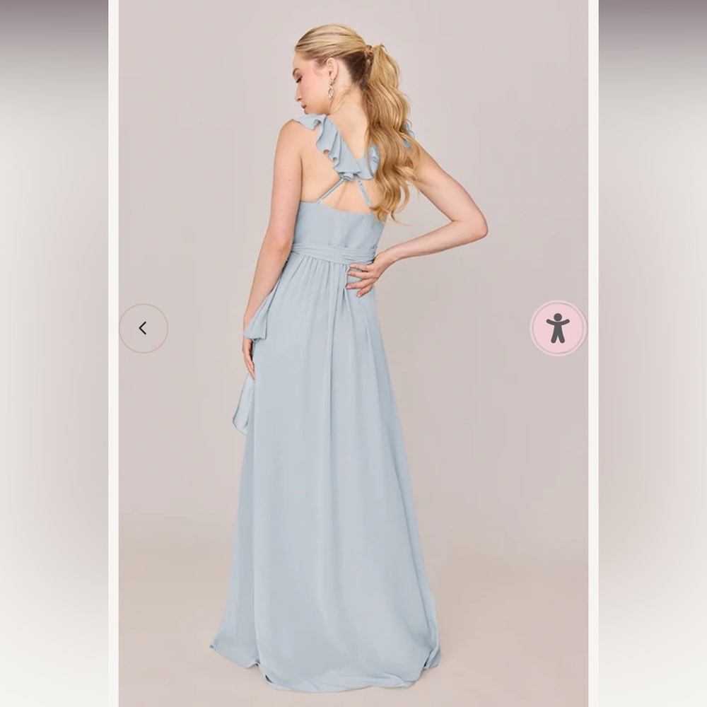 Revelry Valerie Chiffon Faux Wrap Dress, Sky Blue, Size 2 - Picture 2 of 6